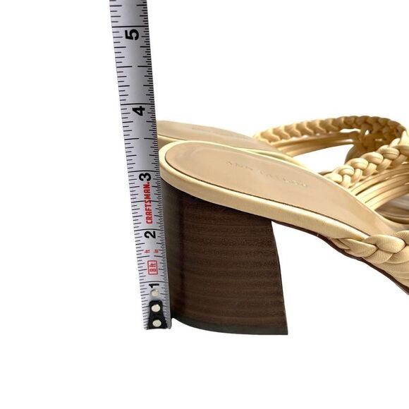 Ann Taylor Ximena leather braided chunky block heel slide heels Sz 8 - Picture 7 of 7